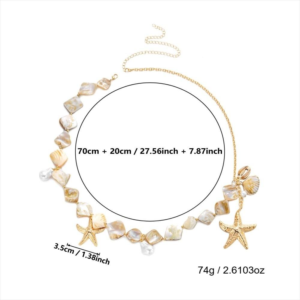 

Sea Shell Scallop Starfish Pendant Pearl Belly Chain Geometric Beach Body Jewelry For Women білий