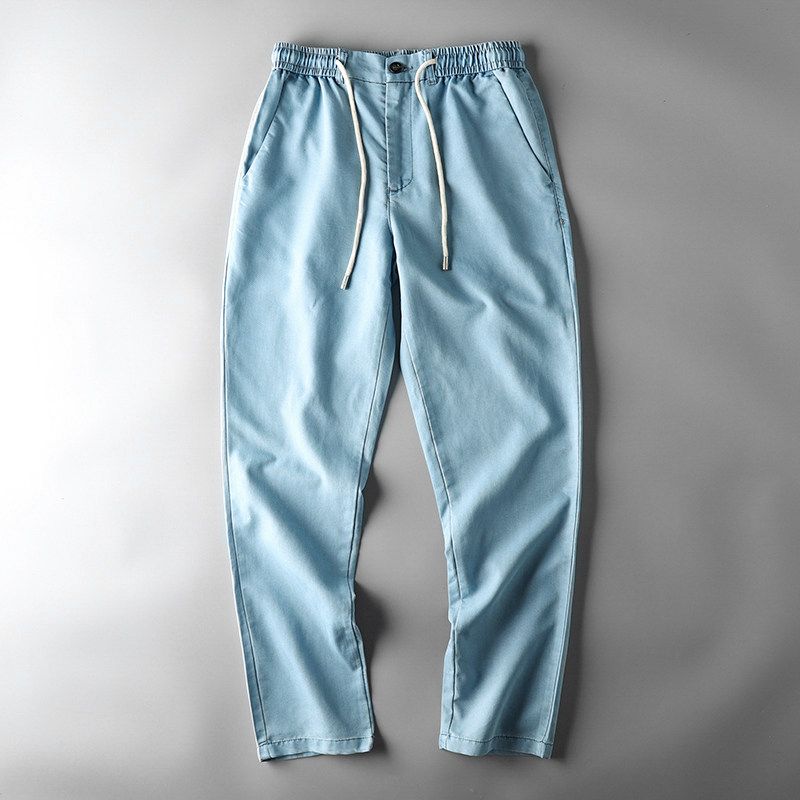 Foreign Trade Cut Label Tencel Summer Export Original Men s Pants Blue M