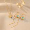 High End Dopamine Cat Eye Ear Thread Tassel Earrings S925 Needle Personality Cube Necklace