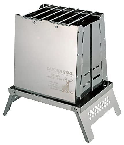 Captain Stag UG-3302 Stainless Steel Fire Pit Stand/Mini Table for Kamadodai B5 Model, Silver