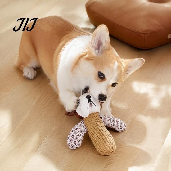 Puppy Teething Chewers Squeaky Plush Dog Toy, Cute Animal Shape, Durable Corduroy Crinkle Paper Chew Reinforced Suture Pet Playthings Interactive