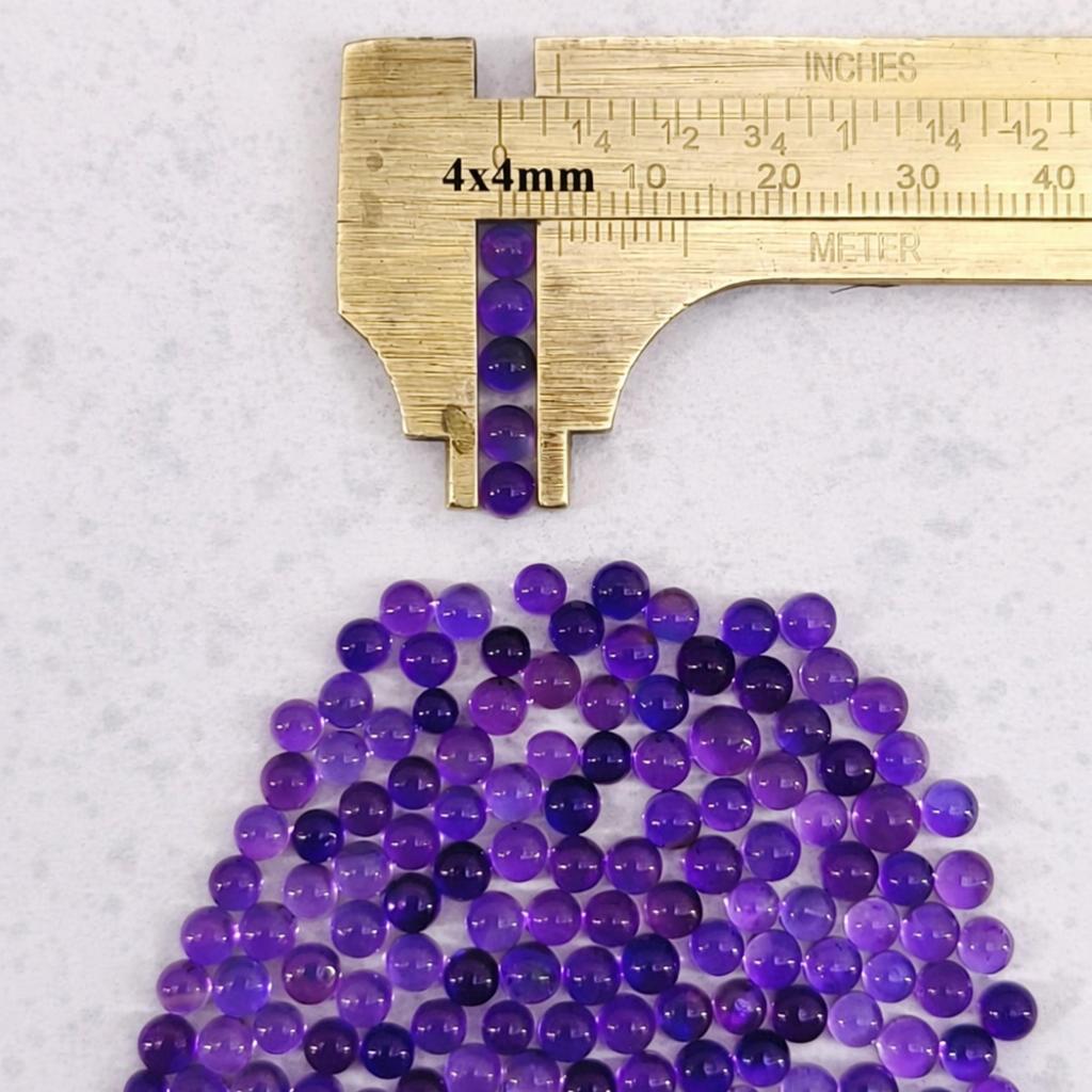 4x4mm Round Amethyst Cabochon Lot, Natural Amethyst Gemstone Cabochons for Jewelry Making, Small Crystal Cabochon Supplies