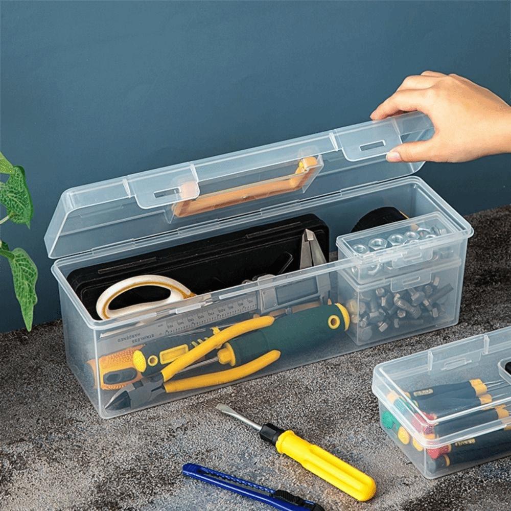 Transparent Hardware Tool Box Large Capacity Tool Storage Box Pulleys Storage Screw Box  Organizer
