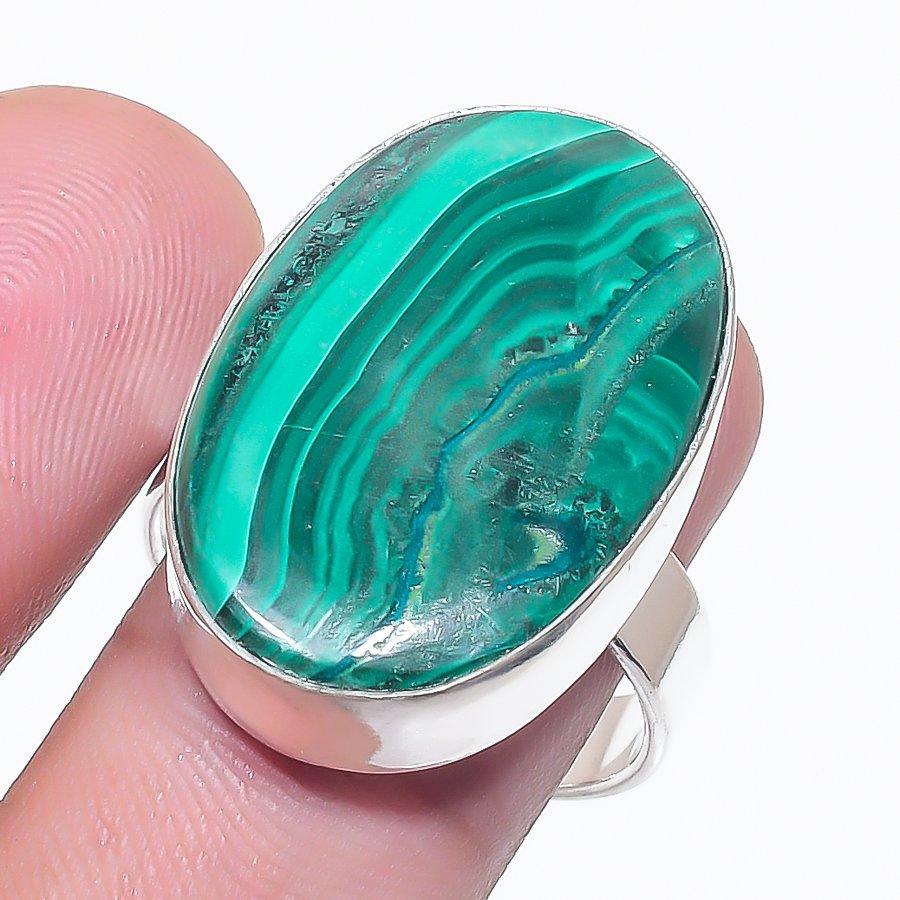 Malachite Gemstone 925 Sterling Silver Jewelry Ring Size 10