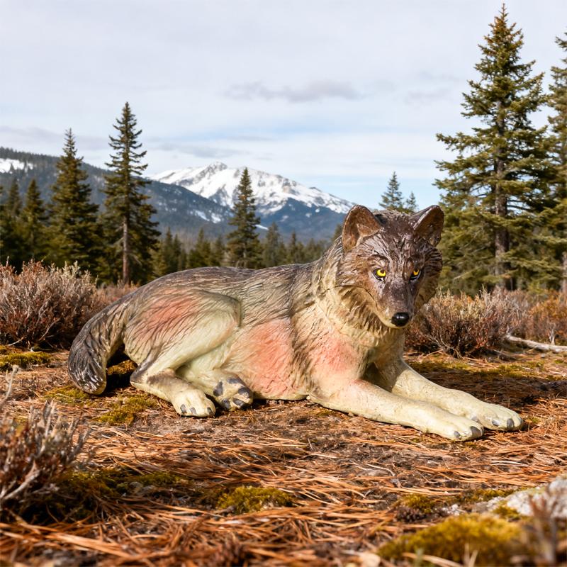 Oenux Wildtier Tiere Kleiner Grauer Wolf Mähnenwolf Wolfswelpen Simulationsmodell Actionfiguren Sammlung PVC Geschenk Kinderspielzeug Geschenk