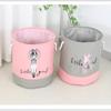 Girls Cute Fabric Storage Bucket 1Pcs Waterproof Storage Basket for Kids Clothes Toys Sundries Nursery Room Organizer