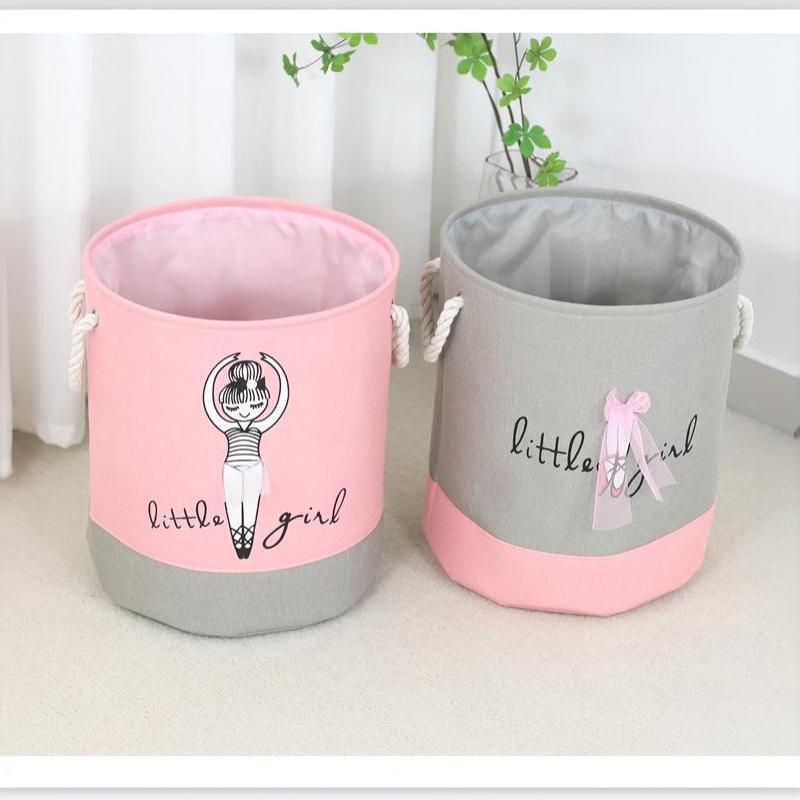Girls Cute Fabric Storage Bucket 1Pcs Waterproof Storage Basket for Kids Clothes Toys Sundries Nursery Room Organizer