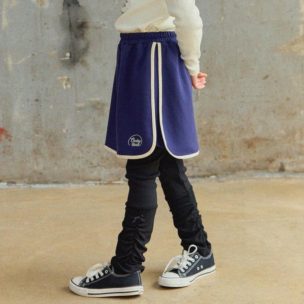  Olivan  Simple Logo Wrap Skirt Pants  Navy 