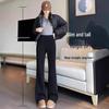Chenille Fleece-Lined Bell Bottom Pants for Plus-Size Women - Autumn/Winter Lambswool Cotton Micro-Flare Warm Pants