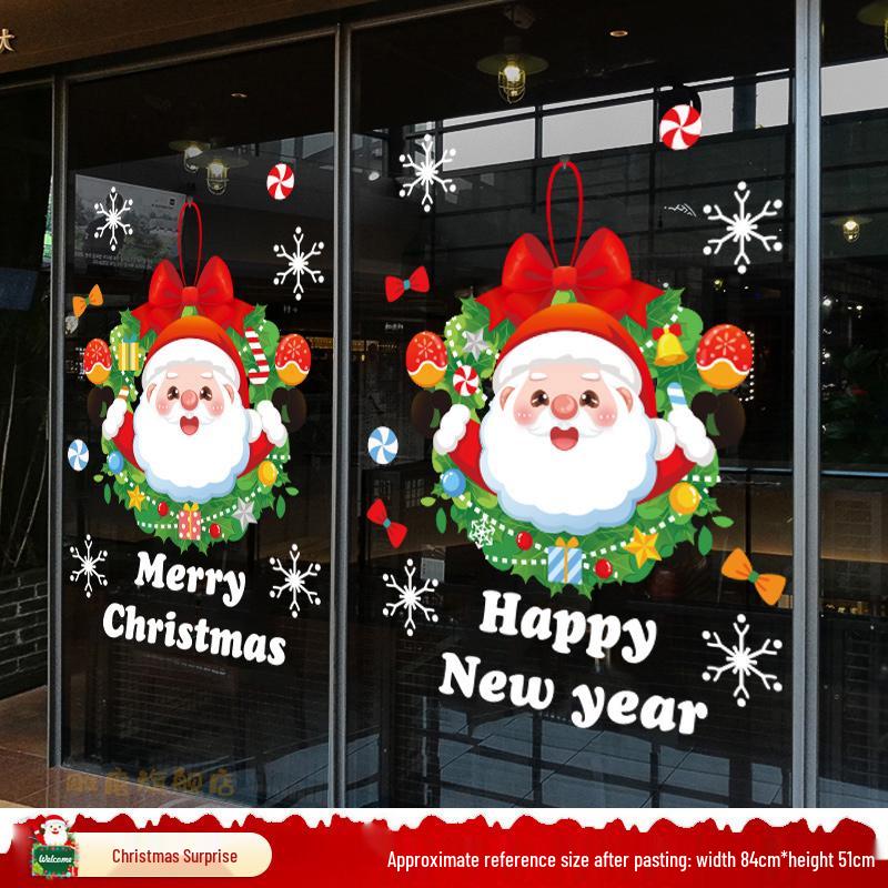 Santa Claus and Tree Window Cling Decorations for Christmas