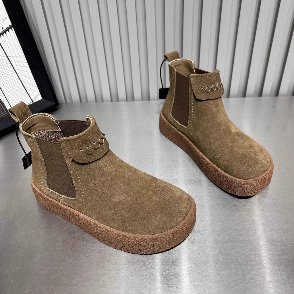 Weiche Lederversion~ Boken Schuhe Damen 2025 Herbst neue High-Top Flachboden Puppenkopf Freizeitschuhe Hässlich süße Damenstiefeletten Tide