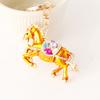 Keychain Pendant Chinese Zodiac Enamel Horse Rhinestones Inlaid Key Chain Metal Charm Bags Keyring Backpack Car Accessories
