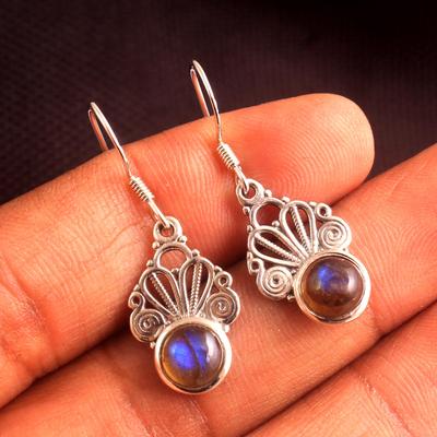 Solid 925 Sterling Silver Labradorite Carnelian Citrine Amethyst Gemstone Women Dangle Earring
