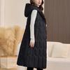 Fashion Winter Women's Long Warm Vest Hooded Thick Sleeveless Jackets Woman Coat With Belt