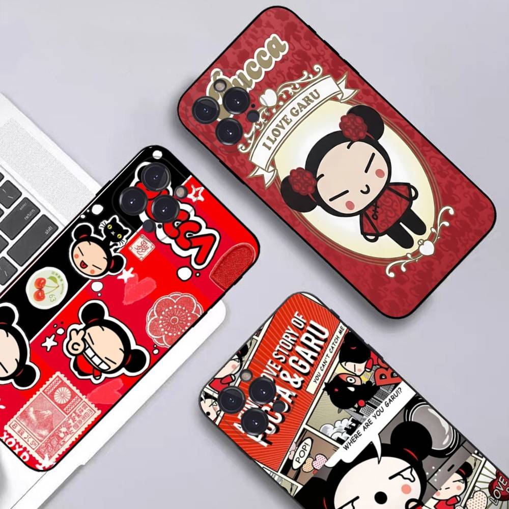 Popular Animation P-Pucca For IPhone 17 16 15 14 13 12 11 Pro Max 13 17Air Shockproof Soft Phone Cases Coque
