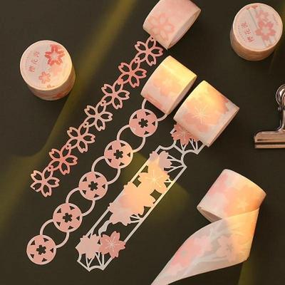 Sakura Cute Paper Masking Paper Hollow DIY Paper Tape Set Student Stationery Scrapbook Stickers