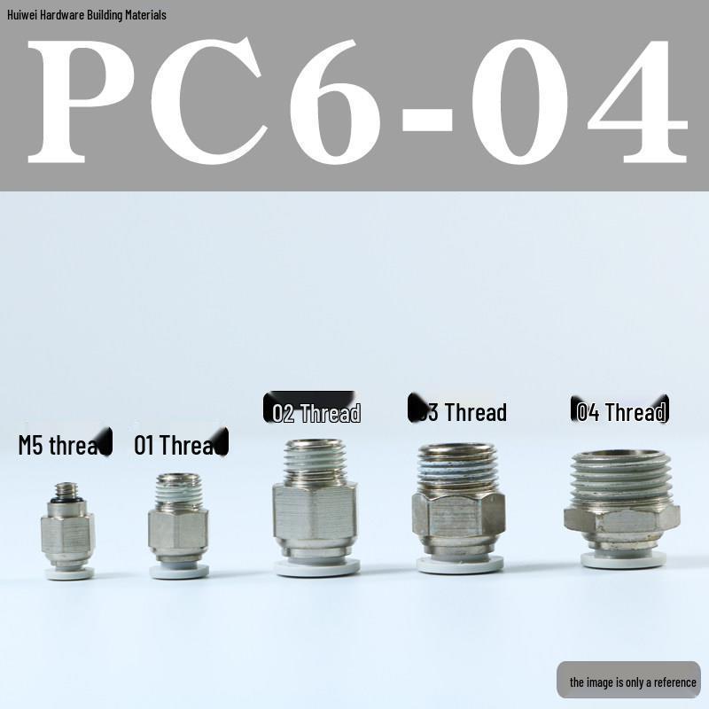 Pneumatic Push-to-Connect Air Hose Fitting - Quick Connectors PC6, PC8, PC12 (M5 Thread)