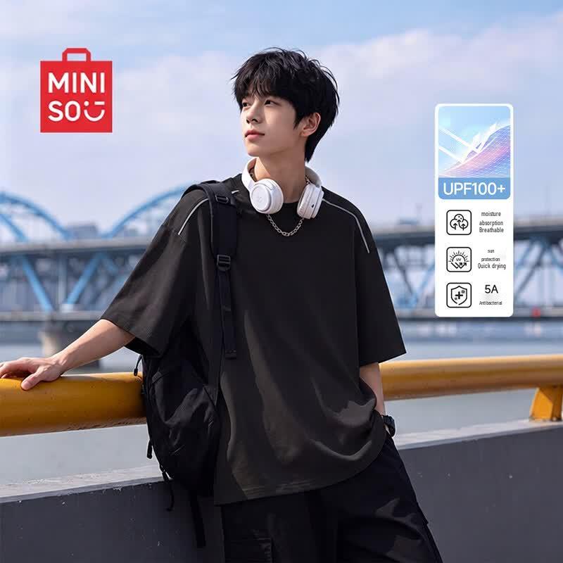 

MINISO Men s Sporty Quick-Dry Casual Short Sleeve T-Shirt 2XL