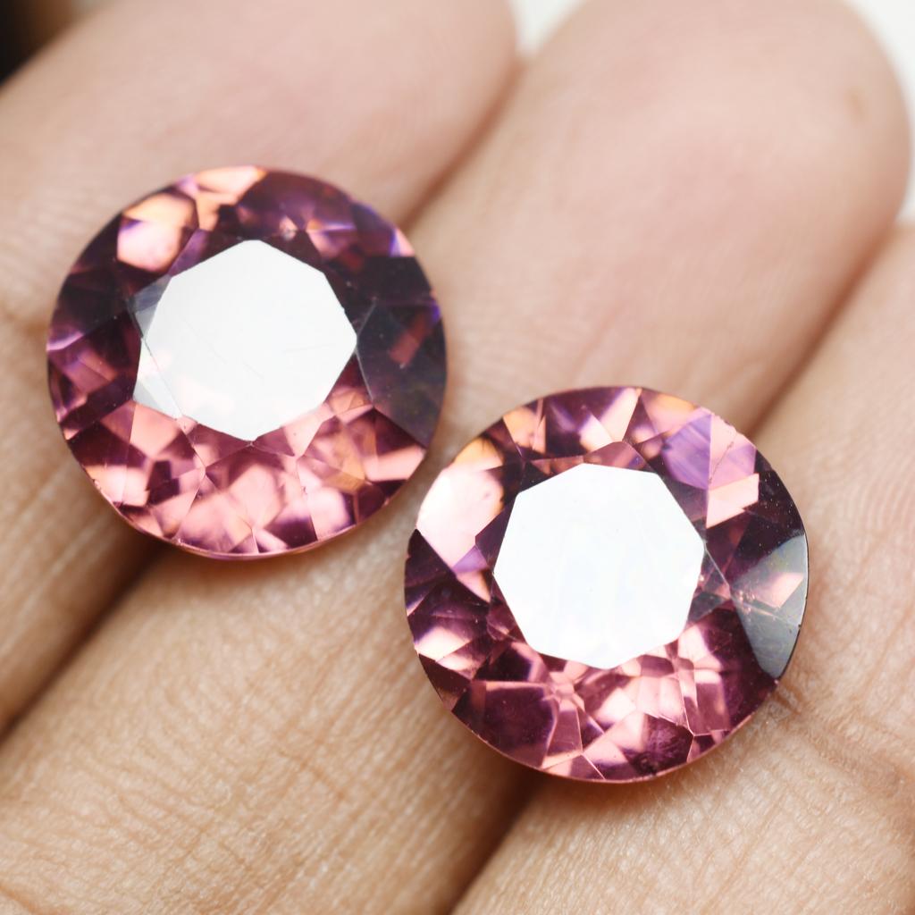 Natural Sapphire Loose Gemstone 15.45 Ct Pair Round Cut Padparadscha September Birthday Birthstone