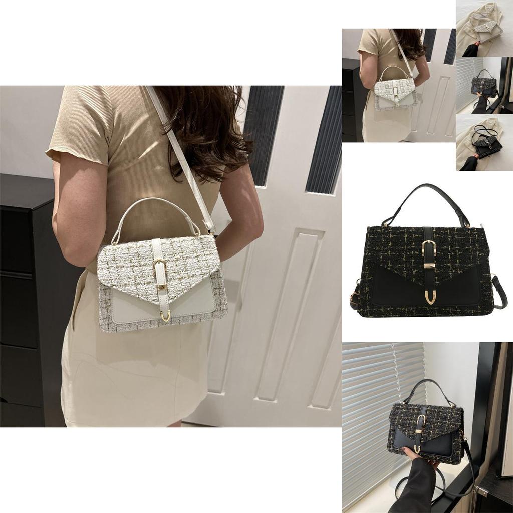 Trendy Street Style Small Crossbody Bag For Women With Chic Chain Handle Black White