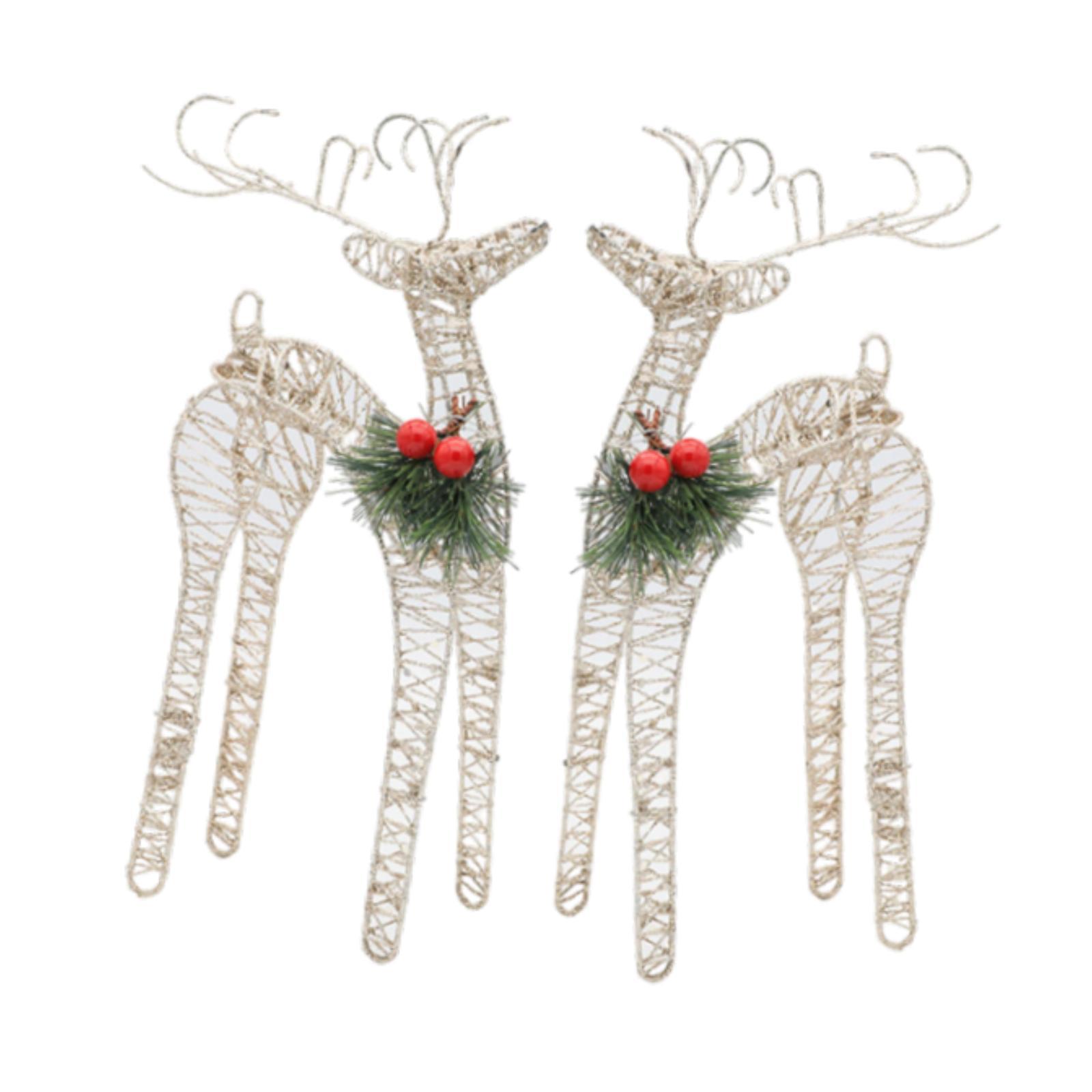 

Рождественская статуэтка оленя, каркас из железной проволоки, 2 шт., для офисного декора, универсальная шампанского