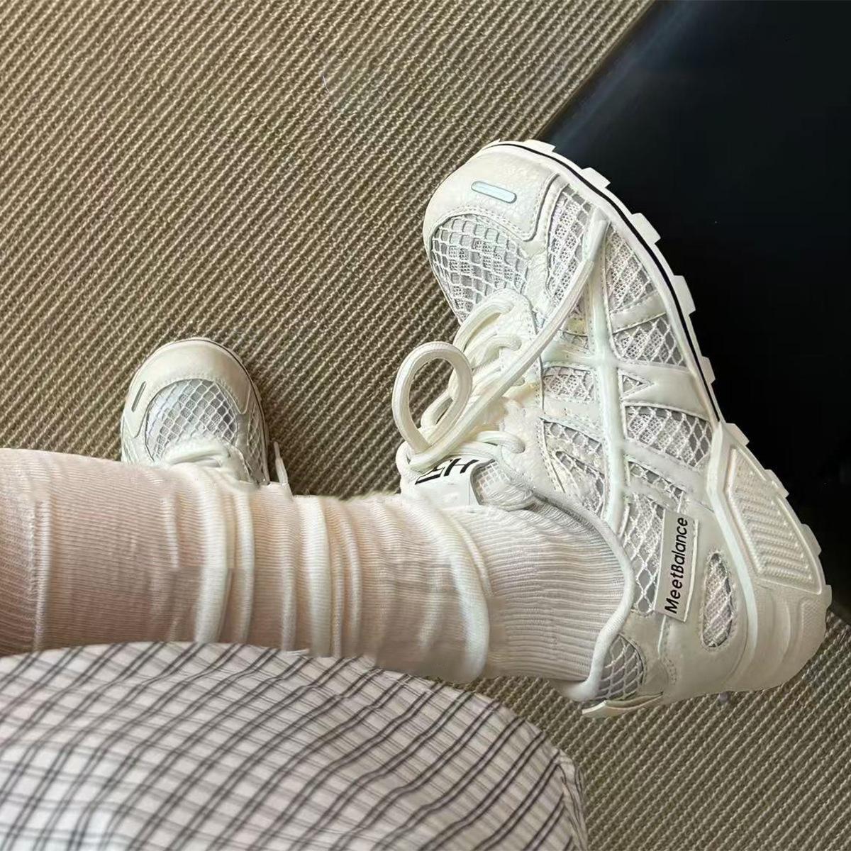 

Fishing net platform bowling dad shoes women s 2025 summer new mesh breathable height increase leisure sports white shoes 35 бежевый