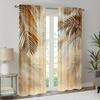 2 Pieces Brown Palm Leaf Print Pattern Curtains   Polyester Fabric   Suitable for Bedroom Living Room Decoration