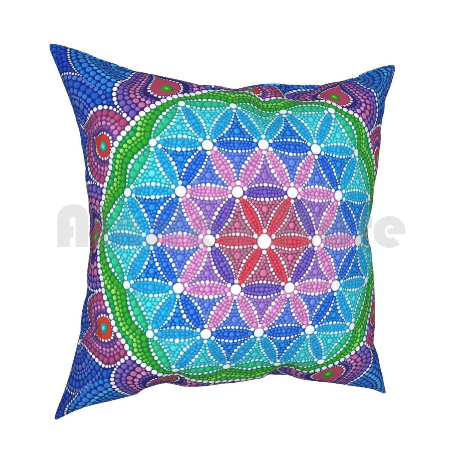 Divine Lotus Mandala Pillow Case Printed Home Soft Throw Pillow Flower Of Life Seed Of Life Sacred Geometry Lotus Flower 30x30cm 12x12in