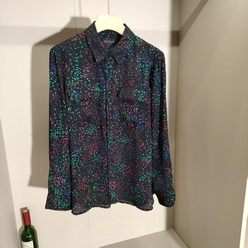 

Artsy Vintage Small Floral Loose Shirt Female 2025 Spring/Summer New Arrival Casual Versatile Slimming Temperament Shirt Tops Black M