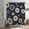 Vintage Blue Bath Shower Curtain Floral Print Home Decor Waterproof Custom Size 3D Decoration Bathroom Wall Hanging