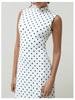 European Style Vintage Polka Dot Print Sleeveless Round Neck Slim Fit A Maxi Dress