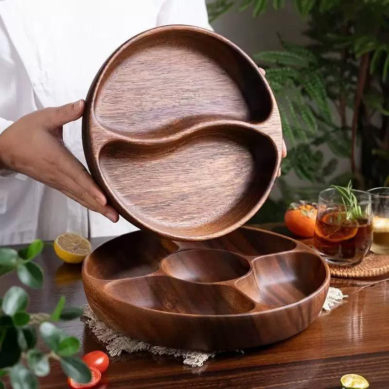 Solid Walnut Wooden Bowl – Creative Salad & Fruit Bowl for Home Storage & Decor