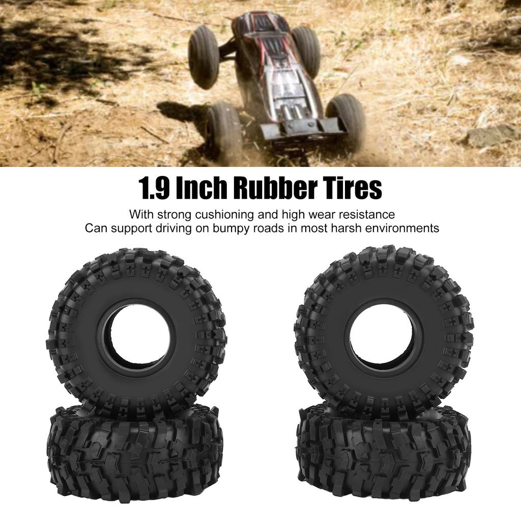 4Pcs 1.9 Inch RC Crawler Tires Rubber Tires with Foam Insert for 1/10 RC Crawler Car SCX10 Black