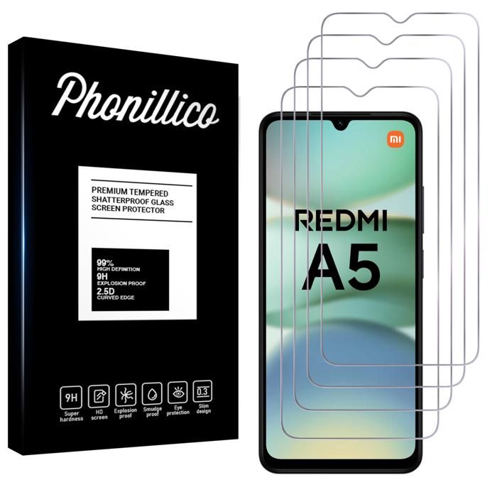 Tempered Glass - Phonillico® - Xiaomi Redmi A5 4G - Pack of 4 - Scratch Resistant - Screen Protector
