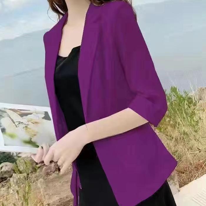 Women's Cotton Linen Blazer - Spring/Summer 2025 British Style, Casual Sun Protection Jacket