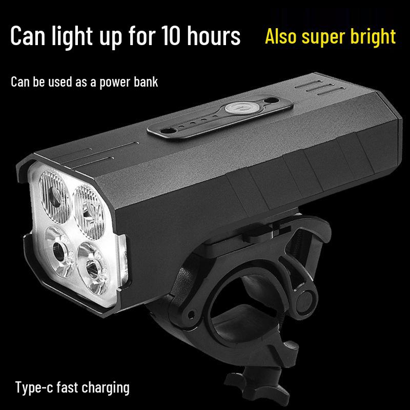 Aluminum Alloy 4T6 High-Brightness USB Rechargeable Bicycle Headlight with Battery Display