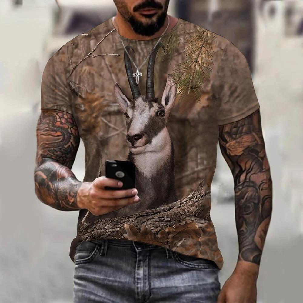 Camouflage Boar Hunting Animal T Shirts Mens Womens 3D Printed Short Sleeves Tops Street Casual Harajuku Oversized Men Clothing
