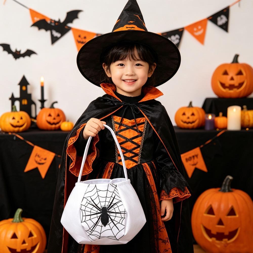 White Halloween Ghost Candy Bag Reusable Snack Storage Bag Halloween Candy Bucket Outdoor