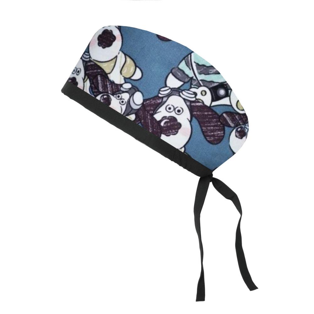 Adjustable Cotton Surgical Cap with Cartoon Print for Women and Men