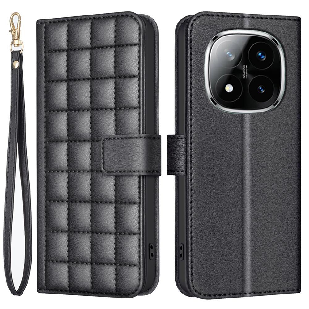 BINFEN COLOR BF34 for Xiaomi Redmi Note 14 Pro 4G Leather Case Wallet Square Grid Phone Cover