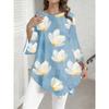 Beautiful Women's Shirts, Blouses, Tops, Blouses, Statement Slant Hem Shirts with Beautiful Prints, Yellow and White Floral Patterns