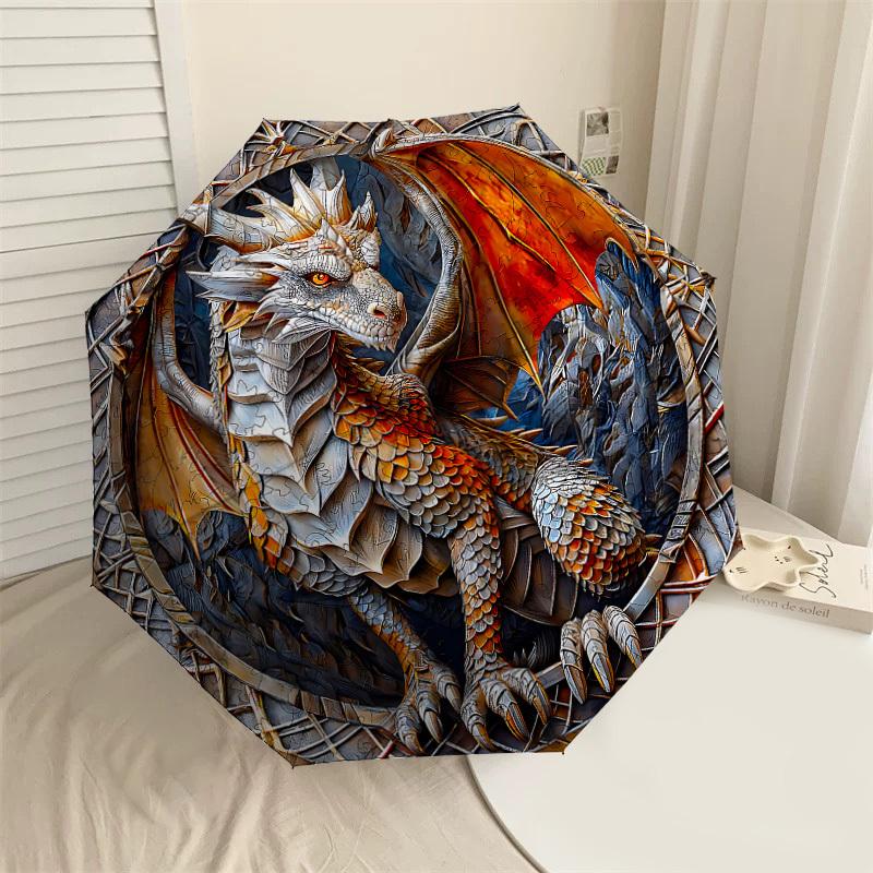 

1 шт. Зонт-пазл «Дракон» - 8 ребер усиленный, автоматическое открытие, легкий и прочный, милый модный аксессуар для улицы - P53