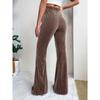 Ladies, High Waisted, Corduroy, Flared Pants, Solid Color, Casual Pants, Wide Leg Pants, Long Pants