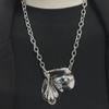 Trendy Hip-Hop Half-Face Mask Pendant Necklace with Cuban Chain Design