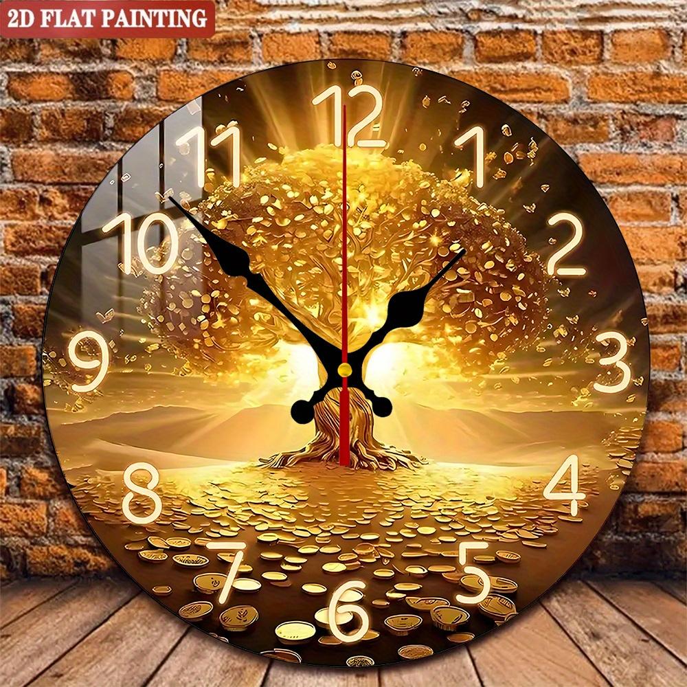 

Настенные часы Денежное дерево . Золотой бесшумный декор для гостиной или офиса. Идеальный подарок.