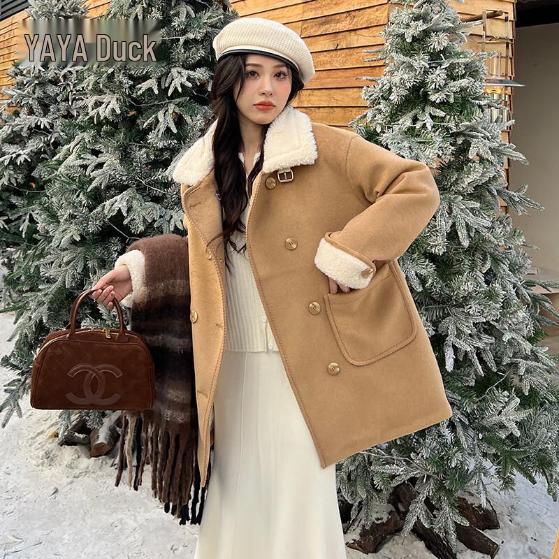 

Yaya Women s Hooded Sherpa-Trimmed Mid-Length Down Jacket M