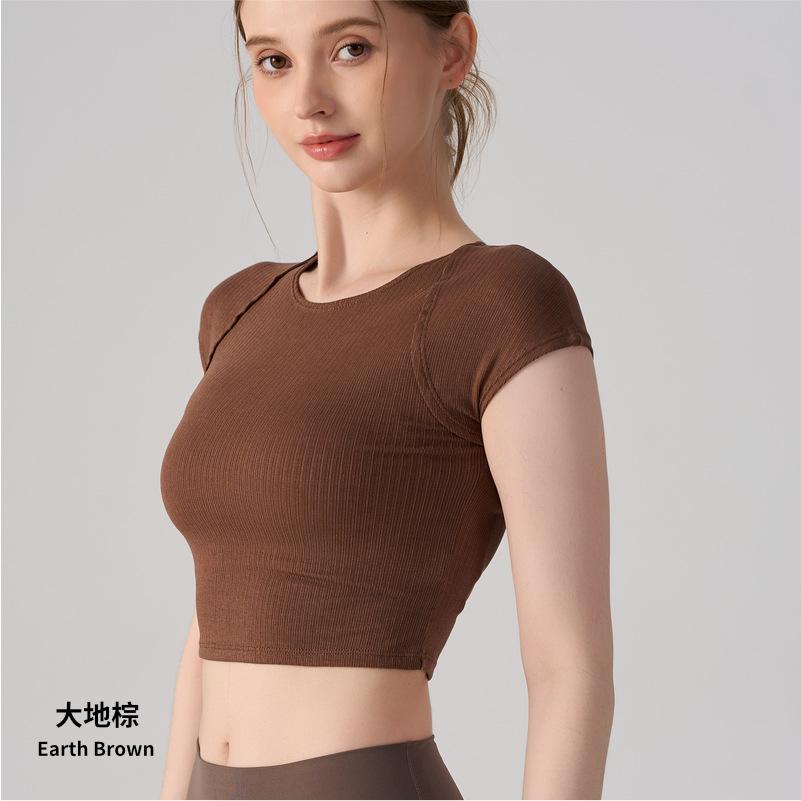 Pilates Sports Style T-shirt Yoga Clothes Summer Thin Fitness Training Running Slim and Thin Short-sleeved Top
