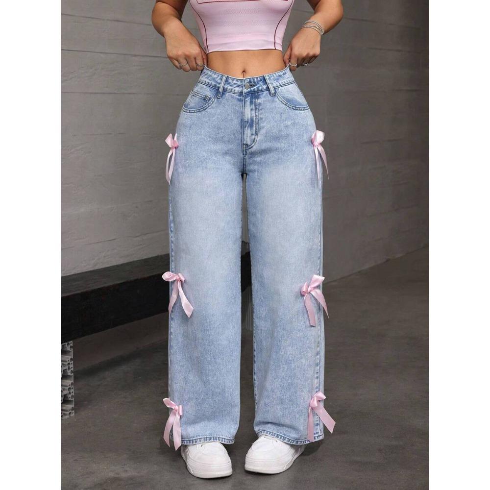 Women's Black Baggy Jeans Harajuku Y2k Aesthetic Butterfly Denim Trousers Korean Jean Pants Vintage Wide Leg Pants