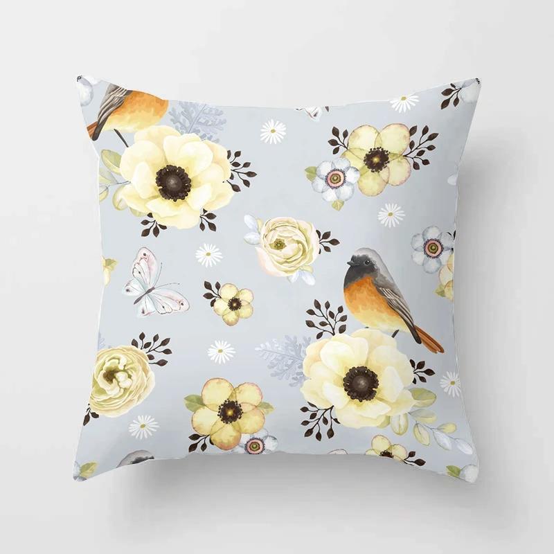 Birds and Flowers Decorative Pillowcases Living Room Office Home Pillowcases Car Ornaments