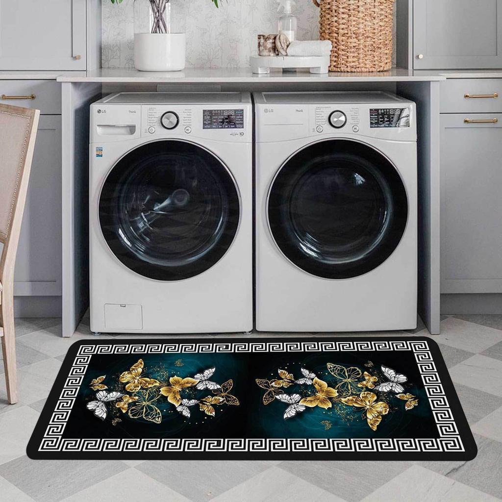 New Chinese-style Kitchen Mat with Butterfly Geometric Pattern, Long Carpet for Restaurant and Corridor, Home Decoration